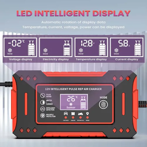 Chargeur Intelligent rapide de batterie de voiture AUTO LCD, réparation SnapPulse, acide de plomb AGM 12v 6A
