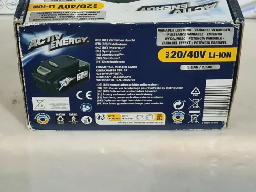 batterie ACTIVE ENERGIE 20/40V LI-ION 5,0Ah pour les machines FERREX ALDI (Germany)