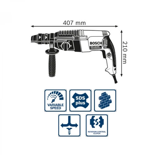 Perforateur Électrique 26mm 2.7J 800W - BOSCH GBH 2-26 DFR double mandrin (Germany)
