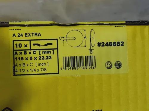 Disque a meuler original métal/inox 115 x 6 x 22.23mm KLINGSPOR A24 EXTRA (2026-Poland)