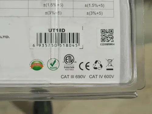 UNI-T UT18D - Testeur de tension et de continuité et RCD IP65 Affichage LCD (CE-ISO9001)