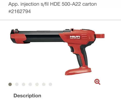 HILTI HDE 500-A22 - Pistolet d'injection résine sans fil (SOLO)