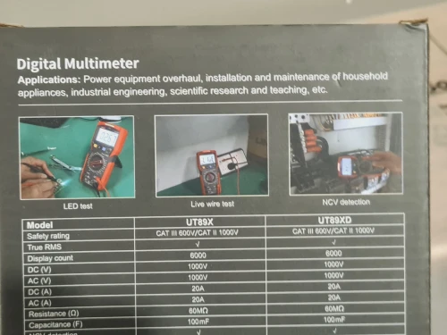 UNI-T UT89X - Multimètre numérique True RMS, test NCV, température, LED (ISO9001)