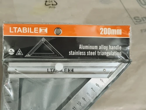 Équerre triangulaire 200mm poignée en alliage d'aluminium règle en inox - LTABILE