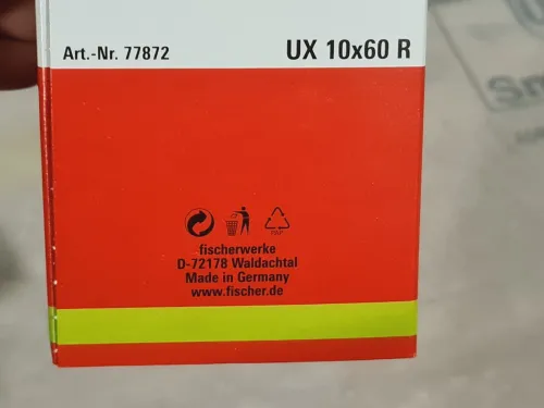 Cheville nylon original tous matériaux 8/10mm - FISCHER UX 8x50 R / UX 10x60 R (Germany)