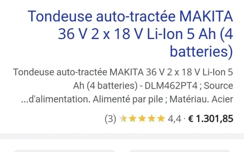 Tondeuse sans fil auto-tractée MAKITA DLM462PT4 36V (18V+18V) 4 batteries 5.0Ah + ch doublé (BL)