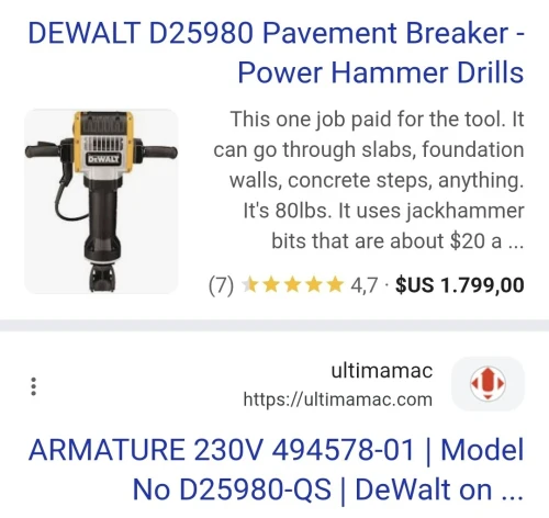 Marteau piqueur 30Kg 68J - DEWALT D25980 (Italy)