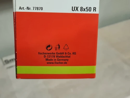 Cheville nylon original tous matériaux 8/10mm - FISCHER UX 8x50 R / UX 10x60 R (Germany)