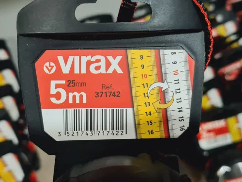 Mètre ruban recto verso Classe II - VIRAX 3mx16mm / 5mx25mm (boîtier inox + caoutchouc)