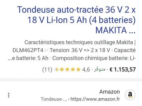 Tondeuse sans fil auto-tractée MAKITA DLM462PT4 36V (18V+18V) 4 batteries 5.0Ah + ch doublé (BL)