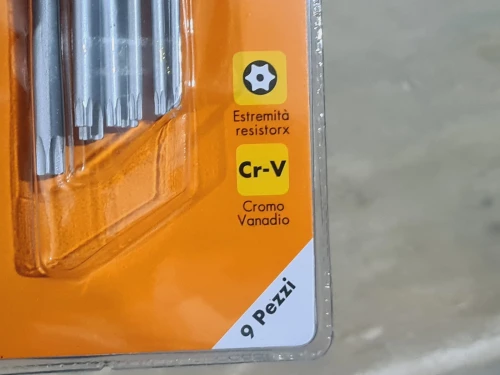 VALEX - Jeu de 9 clés Torx percée forme L chromé T10-T50 (Italy)