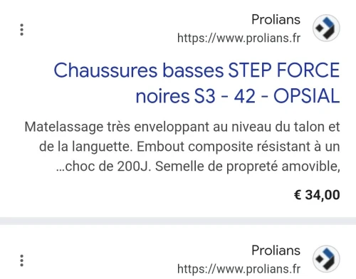 Chaussure de sécurité original - OPSIAL STEP FORCE noir S3-40 (EN20345-ISO2011-France)