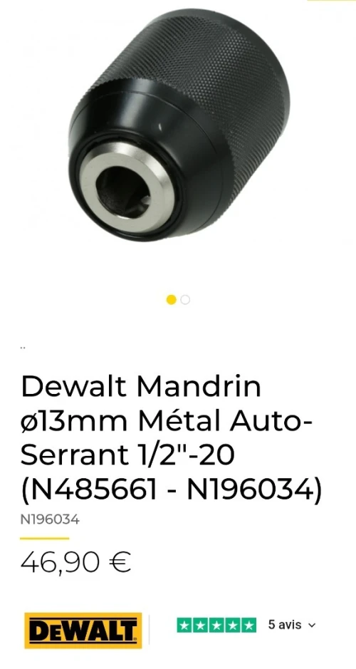 Mandrin métal auto-serrant original pour les visseuses perceuses 1/2" 1.5-13mm (Germany)