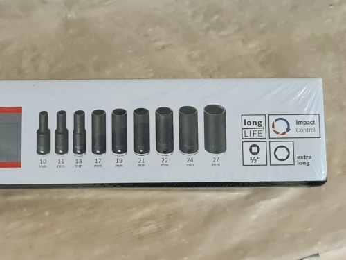BOSCH Coffret de 09 douilles à choc 1/2" extra long de 10 à 27mm 