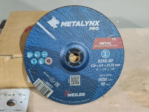Disque a meuler original métal 230 x 6.5 x 22.23mm WEILER METALYNX PRO (2026-Slovenia)