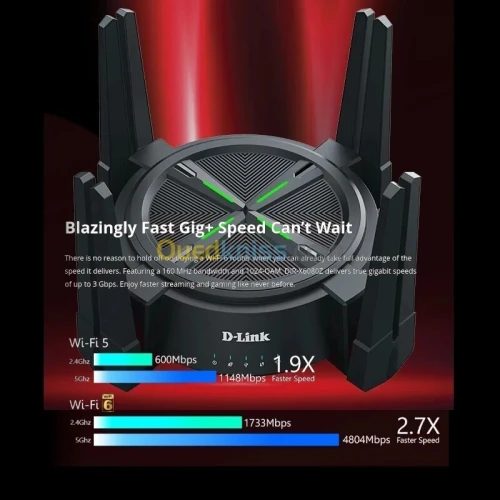 ROUTEUR Wi-Fi 6 Multi Gigabit D-Link DIR-X6080Z  AX6000 MESH WIFI-6 - 6000 Mbps - 2.5 GIGABIT