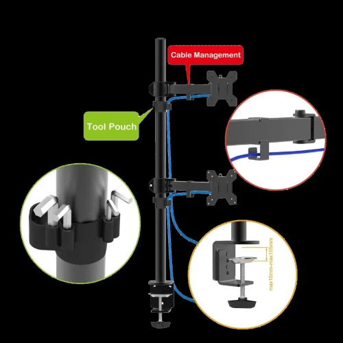 SUPPORT ECRAN 02 BRAS CLAMP:10"-32".8KG [ CT-LCD-DS1905A ] // REF:4427
