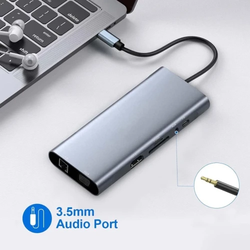 ADAPTATEUR TYPE C TO 3USB +VGA+HDMI+TF+AUDIO+ REEN GIGA 11IN1 /REF: 5168  