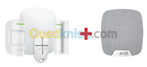 KIT SYSTEME D'ALARME AJAX (CETRALE+DETECTEUR+ILS+TELECOMMANDE+SIRENE EXT)