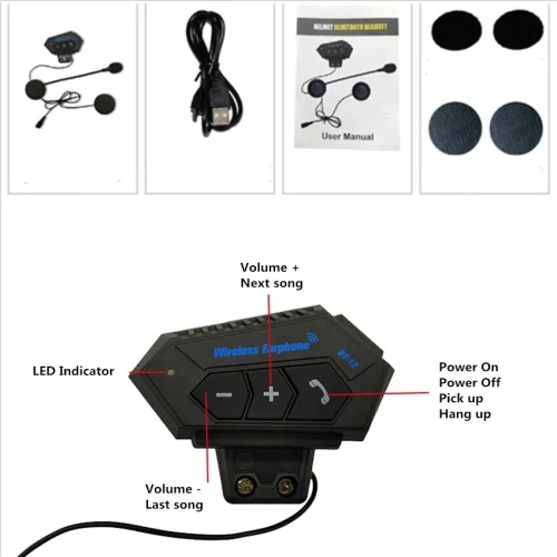 Écouteurs de moto sans fil Bluetooth 5.0 étanche FM GPS deux côtés BT12 /SKU: 5598
