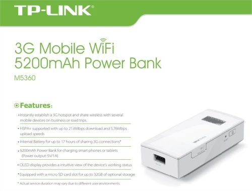 MODEM 3G MOBILE WI-FI, 5200MAH M5360 TP-LINK // REF: 5882