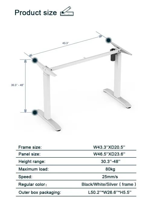 BUREAU ASSIS-DEBOUT Adjustable: 700-1000mm [ CT-MCD-1NC-SW ] // REF:6999
