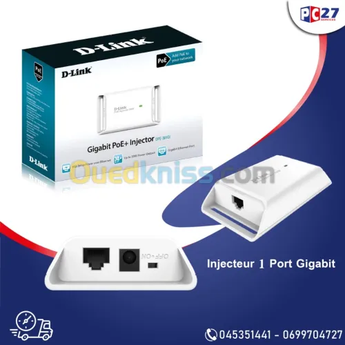 INJECTEUR POE DPE-301GI D-LINK Injecteur 1 Port Gigabit PoE 802.3/3u/3ab - jusqu'à 30W