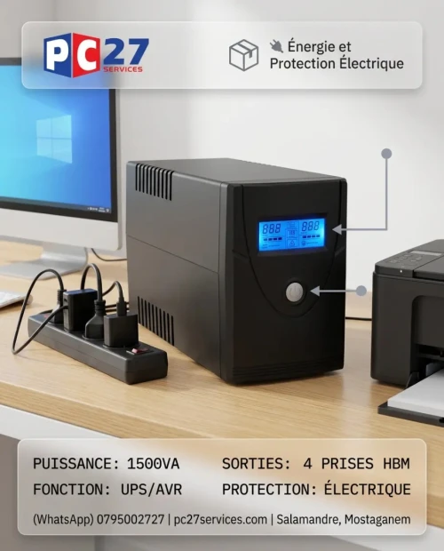 ONDULEUR STABILISATEUR UPS/AVR 1500VA - 4 SORTIES PRISES HBM Ref : 4512