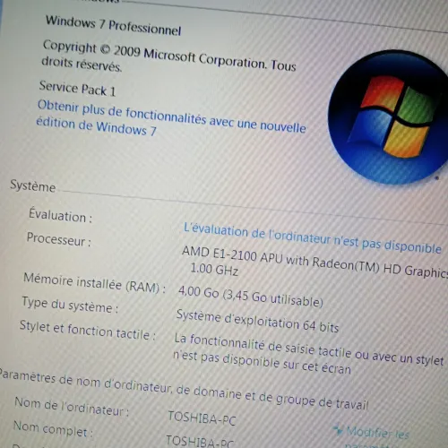 Laptop Toshiba bon état,  AMD,  320 Go HDD,  04 Go de RAM,  Bonne batterie,  