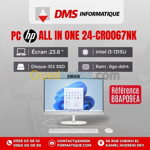 All in one 24-cr0067nk i3-1315U / 23.8 /8go/ 512 ssd / wind 11 pro