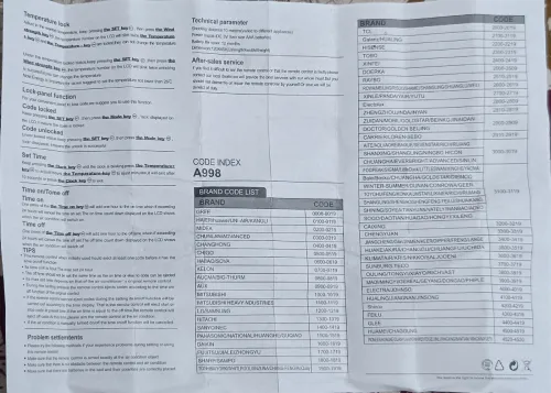  Télécommande Universal de climatiseur