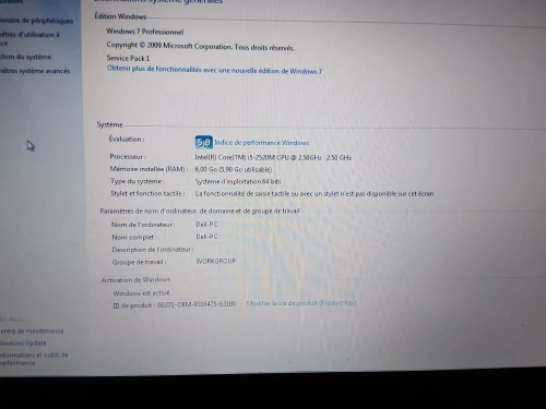 Pc Laptop Dell Core i5 2520m Cpu 2.5 Hz  6 Go Ram Disque dur 256 Go HDD