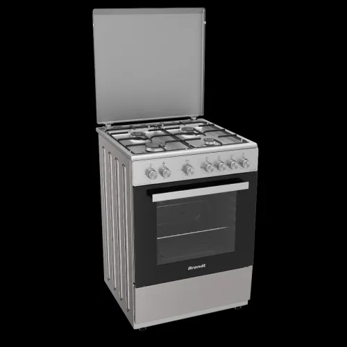 CUISINIÈRE BRANDT 4 FEUX INOX GAZ/ÉLECTRIQUE AVEC FOUR VENTILÉ SECURISÉ / CASH ET FACILITÉ