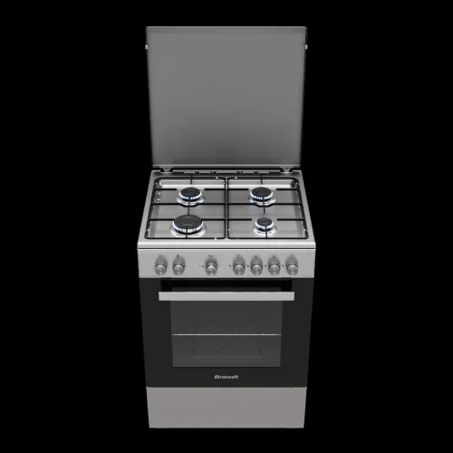 CUISINIÈRE BRANDT 4 FEUX INOX GAZ/ÉLECTRIQUE AVEC FOUR VENTILÉ SECURISÉ / CASH ET FACILITÉ