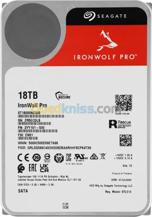 Disque dur pour Nas Seagate IronWolf Pro 18Tb 