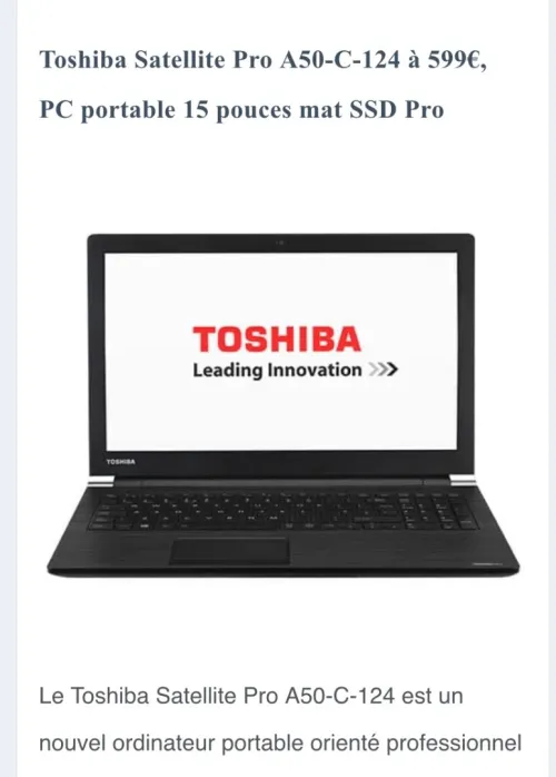 Pc portable Toshiba satellite PRO windows 10 