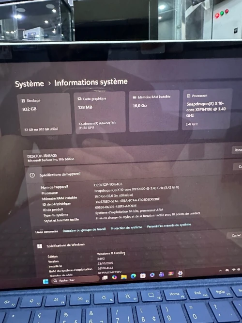 Microsoft Surface 11pro 1to 16go sdx10