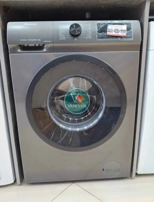 Machine a laver 8kg automatique marque Hisense gris et blanc