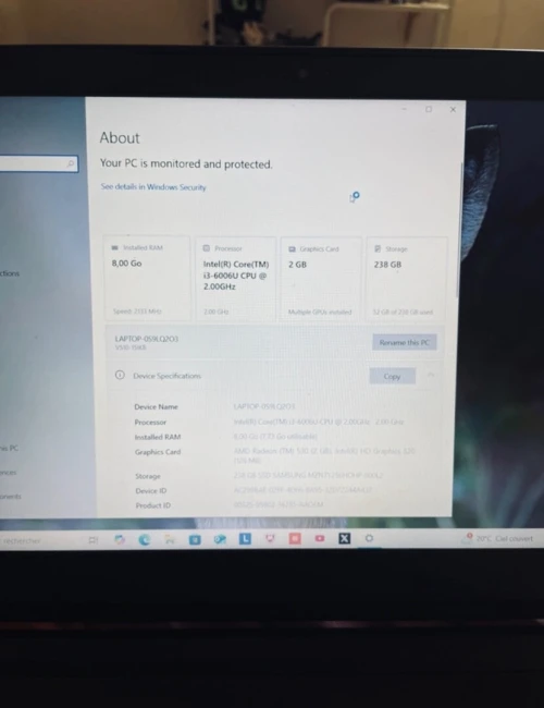 Pc lenovo i3 8go ram