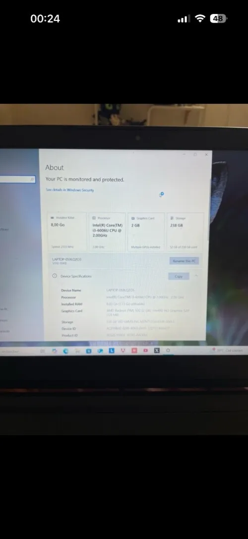 Pc lenovo i3 8go ram