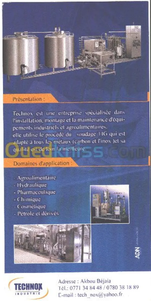 Installation et fabrication 