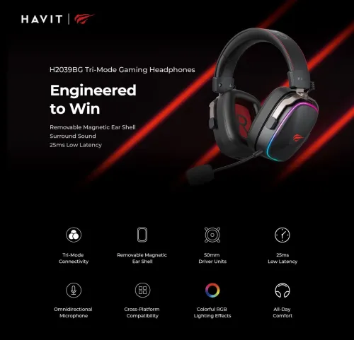 Casque Gaming HAVIT H2039BG Tri-Mode
