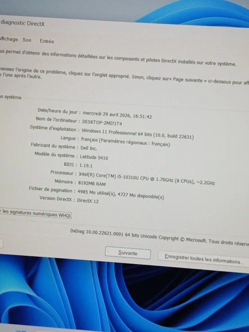 DELL LATITUDE 5410 I5 10310U RAM 8GB SSD 256GB 14" FHD