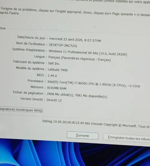Dell Latitude 7490 I7 8650U RAM 8GB SSD 256GB 14 FHD