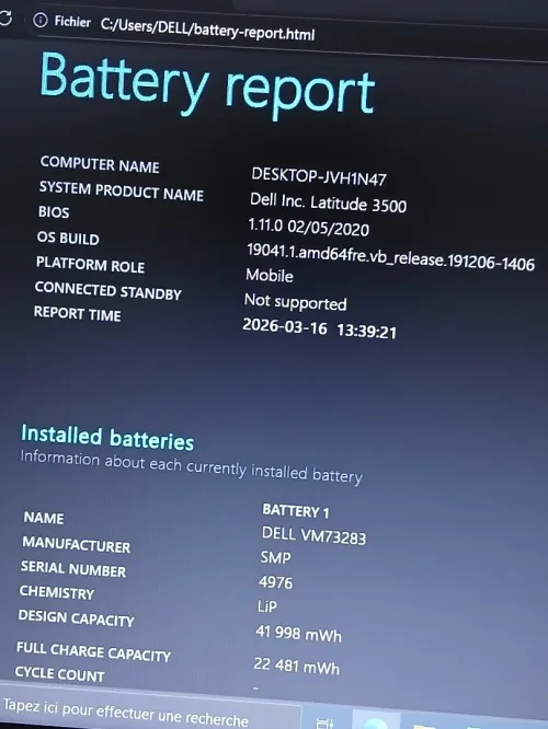 DELL LATITUDE 3500 I3-8145U RAM 8GB 15.6