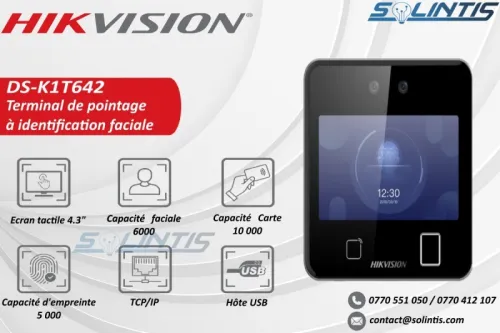 Pointeuse biométrique, contrôle d'accès (Facial, empreinte) HIKVISION K1T642