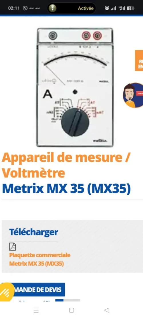 Appareil de mesure voltmètre matrix 35ix 