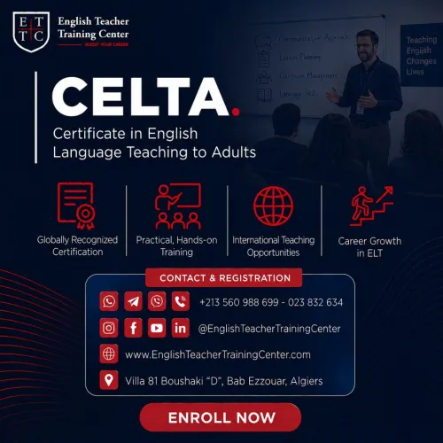 Certificate in English Language Teaching to Adults - CELTA.