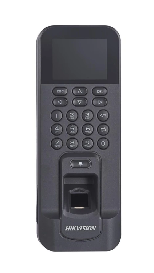 Terminal de contrôle d'accès et pointeuse biométrique empreinte, carte, code HikVision DS-K1T804AEF