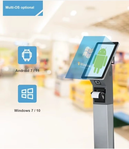 Borne tactile interactive multimédia 15.6" avec imprimante et scanner barcode